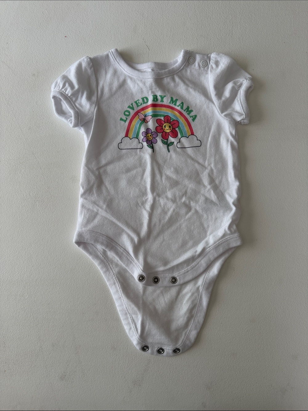 Garanimals - White One-Piece with Rainbow & Floral Print